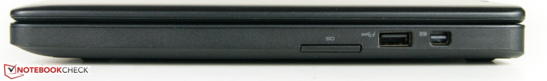 rechts: SD-Kartenslot, 1x USB 3.0 (mit PowerShare), 1x Mini DisplayPort