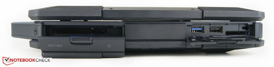 HDD-Einschub, Expresscard 54, USB 3.0, USB 2.0, SD-Slot