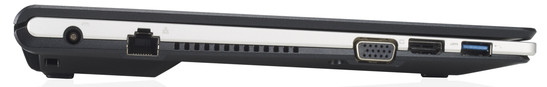 linke Seite: Netzanschluss, Gigabit-Ethernet, VGA, HDMI, USB 3.0 (Bild: Fujitsu)