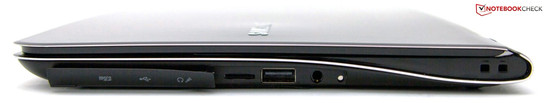 Rechte Seite: micro-SD, USB 2.0, Audioport, Kensington Lock