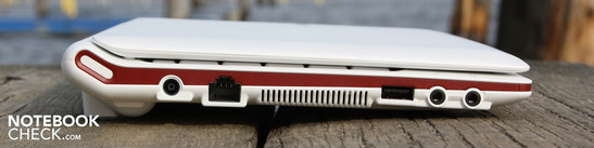 Linke Seite: AC, Ethernet, USB 2.0, Audio