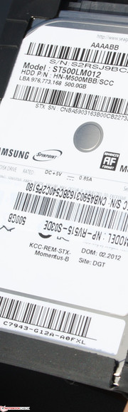 Samsung RV515: Die Seagate Festplatte gehört zur langsamsten ihrer Art.