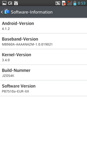 Das Gerät wird mit Android 4.1.2. ausgeliefert