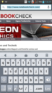 Virtuelle Tastatur im Hochkant-Modus