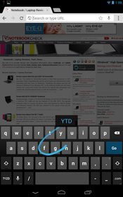 Die Standard Android Tastatur mit Swype Unterstützung