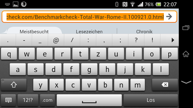Virtuelle Tastatur im Querformat.