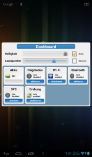 In der Dashboard-App sind alle wichtigen Funktionen auf einem Blick verfügbar.