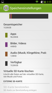 Knapp 11 GB stehen dem Nutzer zur Verfügung.