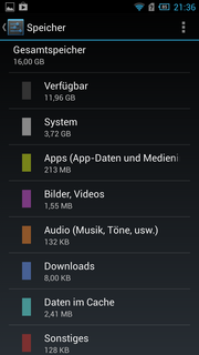 Knapp 12 GB Speicher sind verfügbar.