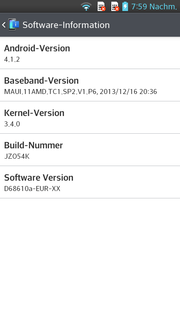 Android 4.1.2 ist installiert.