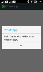 Eine installierte WhatsApp-APK ließ sich nicht nutzen.
