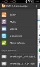 Im Dateimanager können die APKs dann eingespielt werden.