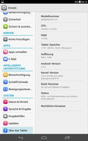 Android 4.2.2 kommt zum Einsatz.