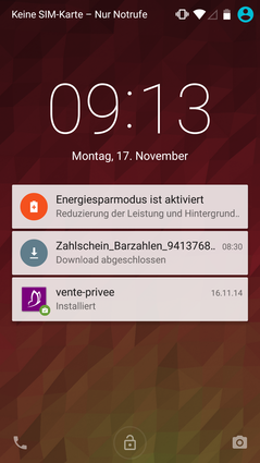 Benachrichtigungen werden nun in eigenen Feldern, sogenannten "Karten" angezeigt.