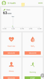 S Health mit Herzfrequenz und Sp02-Überwachung