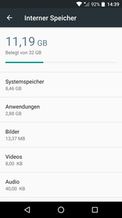 verfügbarer Speicherplatz nach Update aller Apps
