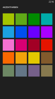 Für das Kachel-Design von Windows Phone 8 stehen viele Farben zur Auswahl.