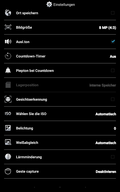 Das Kamera-Menü bietet zahlreiche Einstellmöglichkeiten.