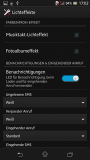 Wann soll der Leuchtstreifen welche Farbe anzeigen? In den Android-Einstellungen lässt sich das exakt festlegen.