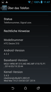Auf dem HTC Desire läuft das schon etwas ältere Android 4.2.2.