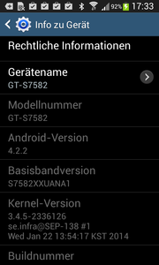 Auf dem Samsung Smartphone läuft Android 4.2.2.
