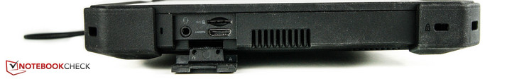 links: Audio-Combo, Micro-SD-Lesegerät, HDMI-Ausgang, Kensington Lock