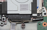 Die Festplatte ist über ein Kabel mit der Hauptplatine verbunden.