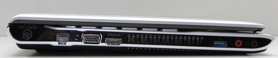 Links: Netzanschluss, Gigabit-Ethernet, VGA, HDMI, USB 3.0, Kopfhörerausgang, Mikrofoneingang.