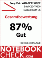 Test Sony Vaio VGN-SZ71WN/C Subnotebook: Gesamtnote „Gut“