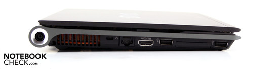 Linke Seite: AC, Kensington, RJ45, HDMI, 2 x USB, ExpressCard34
