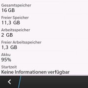 Speicherplatzstand bei Auslieferung