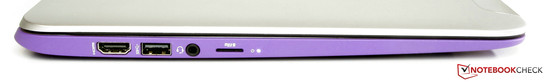 linke Seite: HDMI, USB 3.0, Audiokombo, Speicherkartenleser (MicroSD)