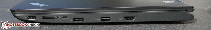 rechts: Buttons - Power, Lautstärke, Rotation Lock; USB 2.0, USB 3.0, HDMI