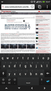 Die virtuelle Tastatur nimm hochkant wenig Platz ein, ...