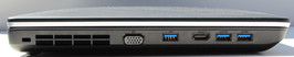 Linke Seite: VGA, HDMI, 3x USB 3.0