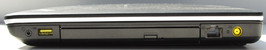Rechte Seite: Audiokombo, 1x USB 2.0, Gigabit-Ethernet, Stromanschluss und der DVD-Brenner