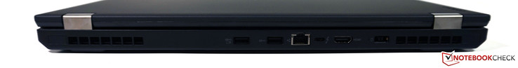 Hinten: 2x USB 3.0 (1x Always-On), Gigabit-Ethernet, USB 3.1 Type-C (Gen. 2)/Thunderbolt 3, HDMI 1.4, Netzteil