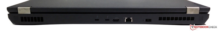 Hinten: 2x USB 3.1 Type-C (Gen. 2)/Thunderbolt 3, HDMI 1.4, Gigabit-Ethernet, Netzteil