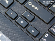 Abgesetzte Richtungstasten erhöhen die Treffsicherheit. Leider sind alle Tasten etwas rutschig und hinterlassen ein verschmiertes Tippgefühl.