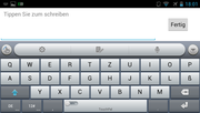 Die Bildschirmtastatur ist etwas verschachtelt, Sonderzeichen finden sich nicht gleich auf Anhieb. Zur leichteren Bedienung stehen mehrere Modi bereit.
