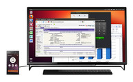 An einen Bildschirm angeschlossen, soll das Edge das volle Ubuntu-Betriebssystem bieten (Bild: Canonical)