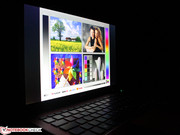 Das FHD-Panel ist eine echte Wucht: Es ist sehr hell und deckt sRGB zu 94 % ab.