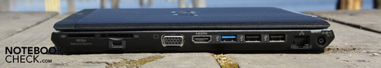 Rechte Seite: Memory Stick (Duo/Pro-HG) Slot & SD-Card Slot, VGA, HDMI, USB 3.0, 2xUSB 2.0, Ethernet, AC