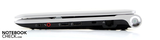Rechte Seite: Audio, 2 x USB 2.0, Kensington, Ethernet