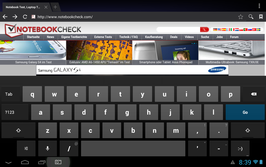 Im Querformat benötigt die Tastatur viel Platz.
