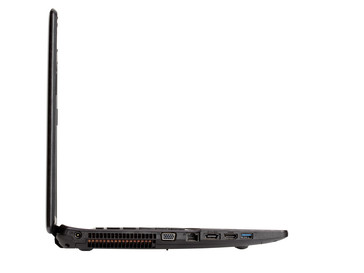 Links: VGA d-Sub, Ethernet RJ45, 2 x USB 3.0, HDMI (kein eSATA wie im Bild!)