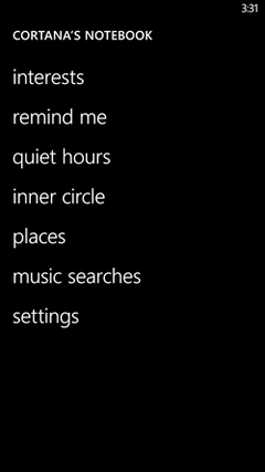 Mit Cortanas Notizbuch kann man Cortana Anweisungen erteilen (Bild: Microsoft)