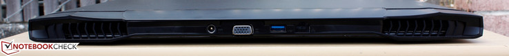 Rückseite: Stromanschluss, VGA-Ausgang, 1x USB 3.0, Gigabit Ethernet