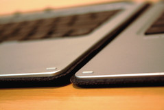 Advanced keyboard dock is one-tenth of an inch thicker (0.2" vs. 0.3")