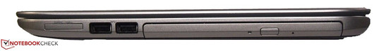 Rechte Seite: SD-Kartenleser, USB 3.0, DVD-Brenner